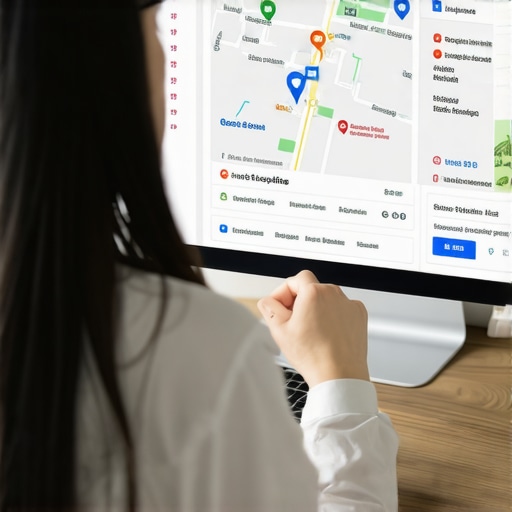 Person reviewing Google Maps ranking data on a computer screen, diagnosing local SEO issues.