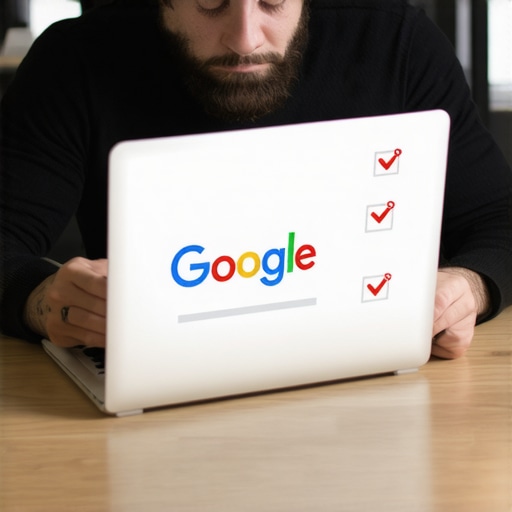 Business owner reviewing and fixing Google My Business profile on a laptop