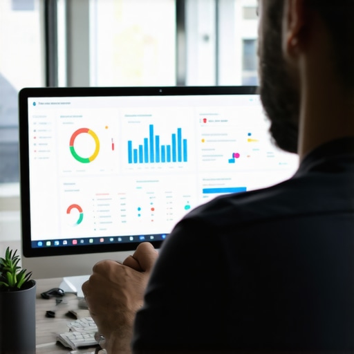 Person reviewing Google My Business analytics on a monitor.