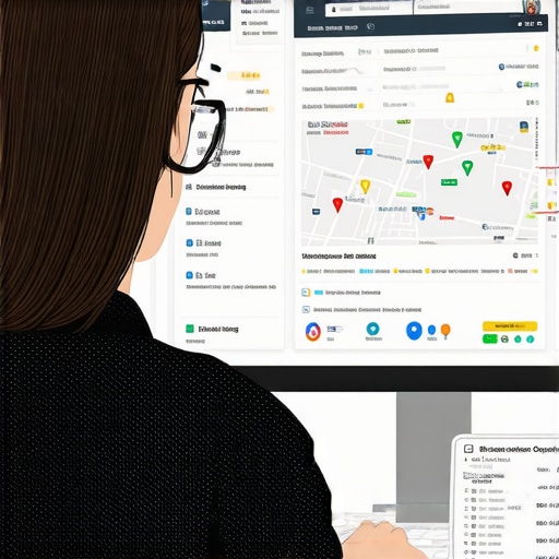 Business owner examining SEO analytics and Google Maps dashboard to diagnose ranking issues