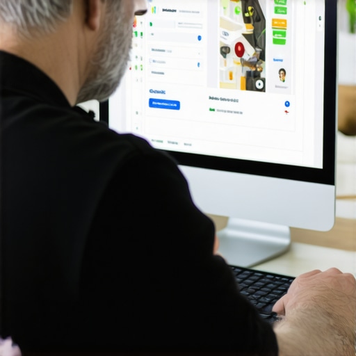 Business owner updating Google My Business profile on computer