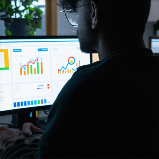 Digital marketer reviewing local business profiles on a computer for SEO improvements