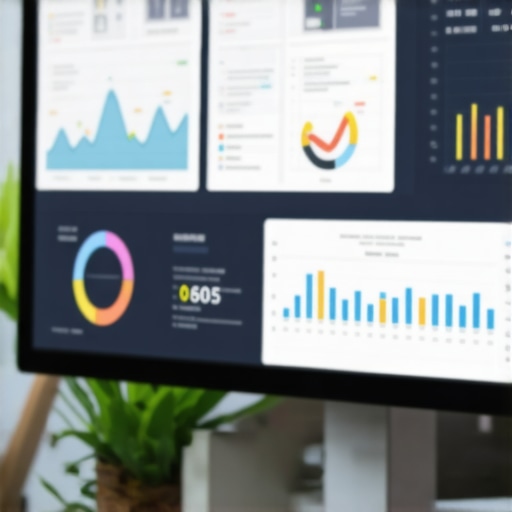 Digital SEO Dashboard for Local Rankings Close-up of a modern computer monitor showing local SEO performance metrics, rankings, and charts.