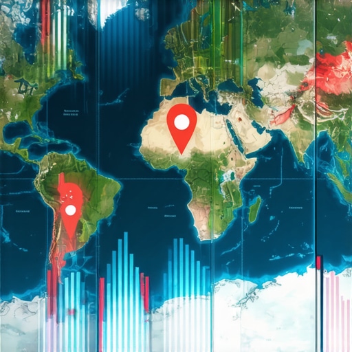 A detailed digital map with fluctuating location pins and SEO metrics indicating recovery steps.