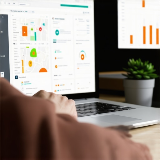 Using SEO Tools for Map Pack Maintenance Person working on local SEO analytics with software and data visualization.