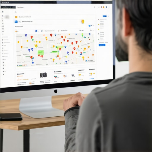 A person reviewing local SEO analytics and Google Maps data on a laptop.