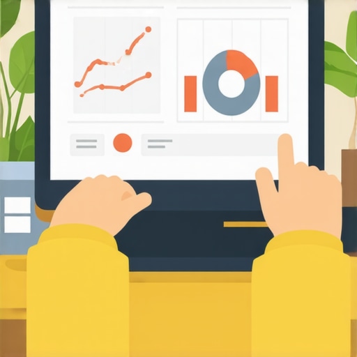 Person reviewing local SEO metrics on a laptop with charts and diagnostic interfaces.