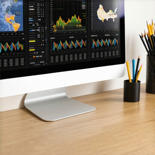 Optimal Tools for Maintaining Local SEO Success Desk setup with computer screens showing local SEO dashboards and analytics.